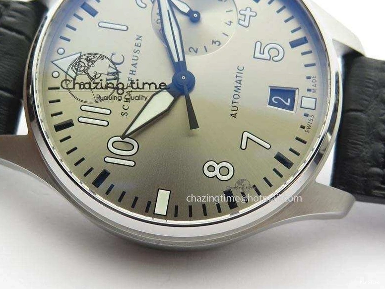 MIROTIME 0318 TimelessDesign Big Pilot Real PR IW500906 ZF 1:1 Best Edition Silver Dial On Black Leather Strap A 7285